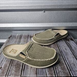 NWOB Gecko Man orthotic slip on shows olive green canvas slip on shoes Mens 10